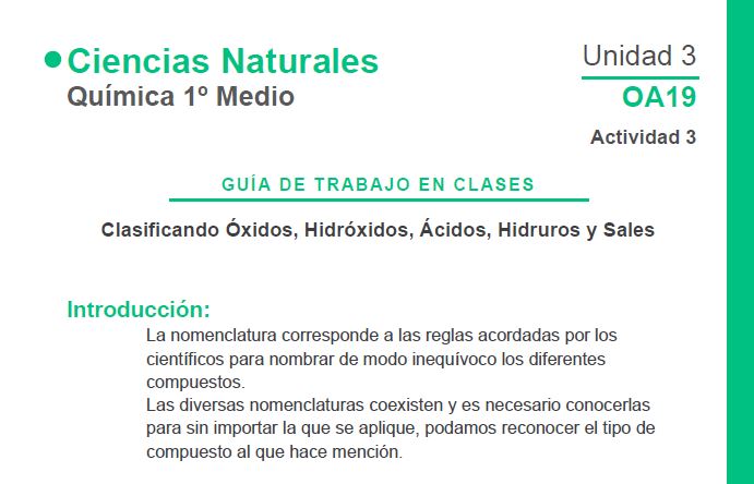 Clasificando Óxidos, Hidróxidos, Ácidos, Hidruros y Sales Imagen portada
