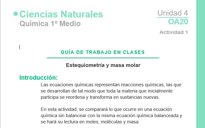 Estequiometría y masa molar Imagen portada