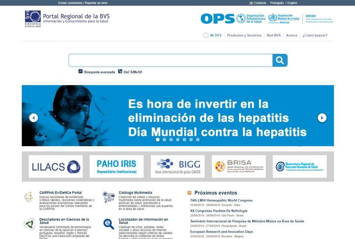 Biblioteca Virtual en Salud de la BVS Imagen portada