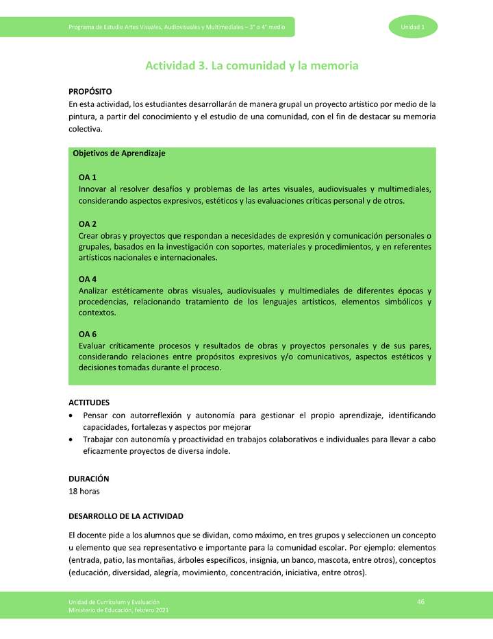 Actividad 3: La comunidad y la memoria Imagen portada