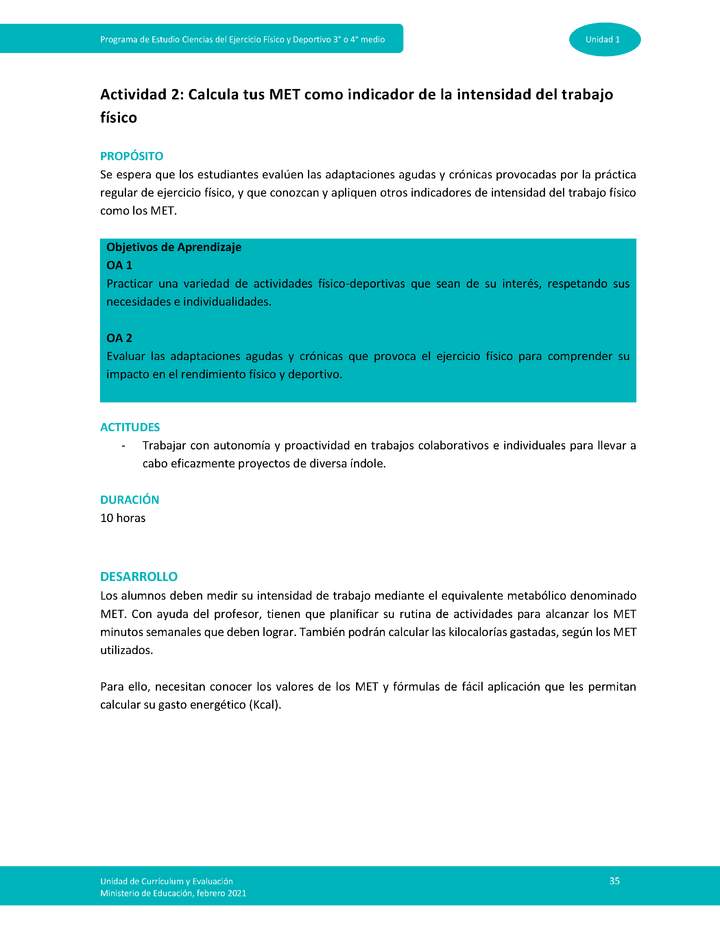 Actividad 2: Calcula tus MET como indicador de la intensidad del trabajo físico Imagen portada