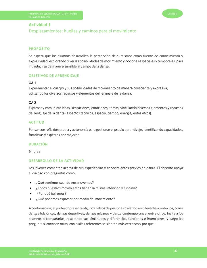 Actividad 1: Desplazamientos: huellas y caminos para el movimiento Imagen portada