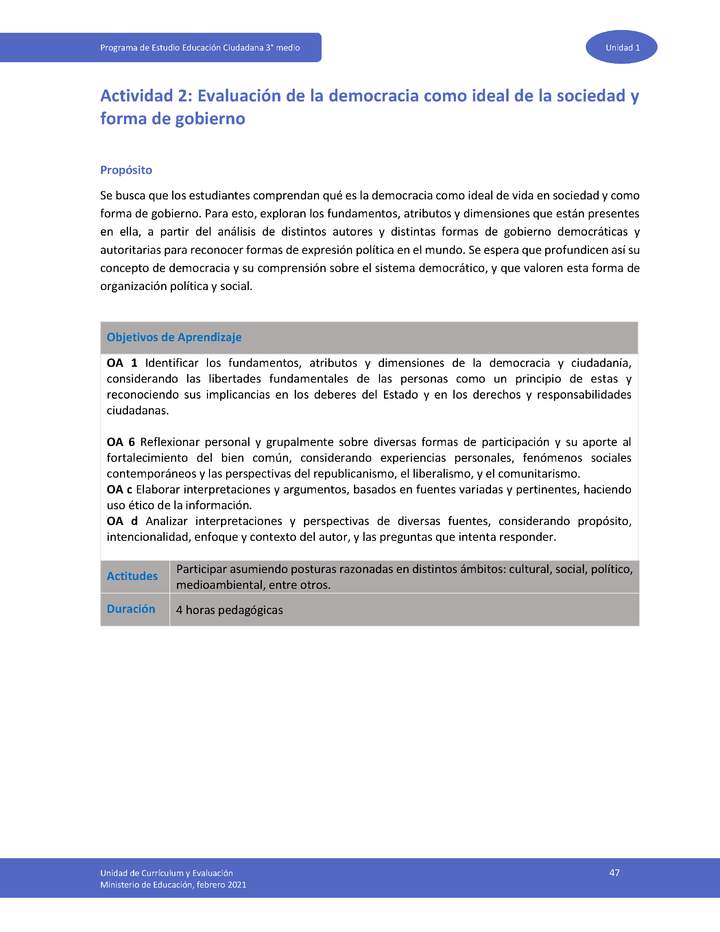 Actividad 2: Evaluación de la democracia como ideal de la sociedad y forma de gobierno Imagen portada