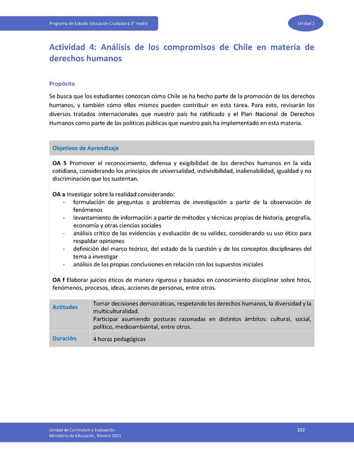 Actividad 4: Análisis de los compromisos de Chile en materia de derechos humanos Imagen portada