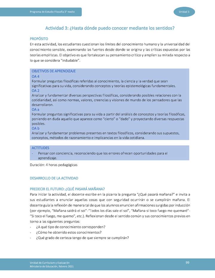 Actividad 3: ¿Hasta dónde puedo conocer mediante los sentidos? Imagen portada