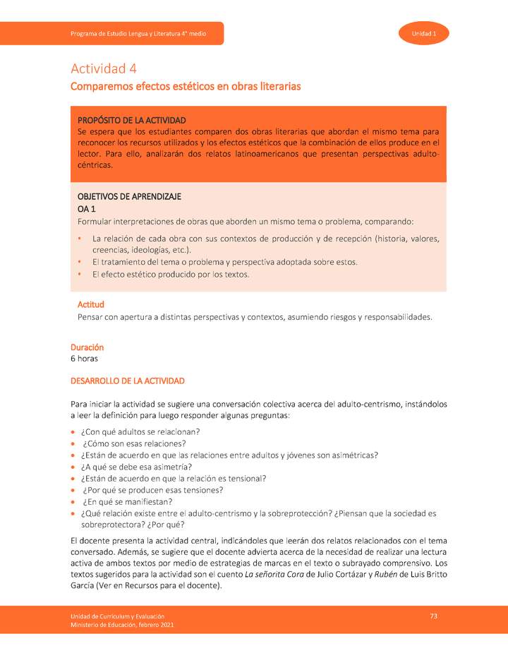 Actividad 4: Comparemos efectos estéticos en obras literarias Imagen portada