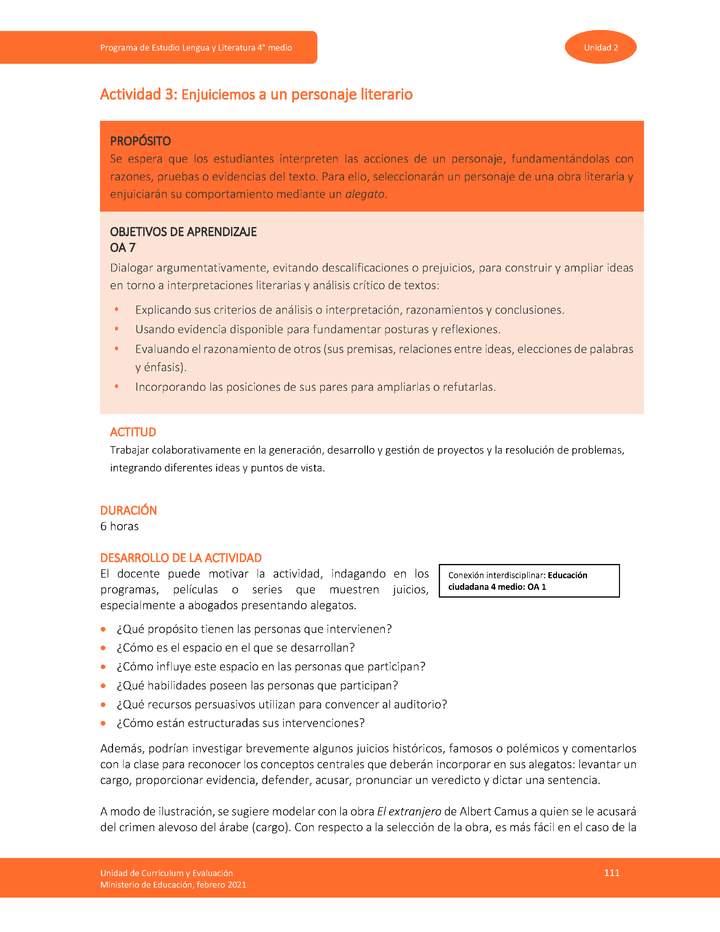 Actividad 3: Enjuiciemos a un personaje literario Imagen portada