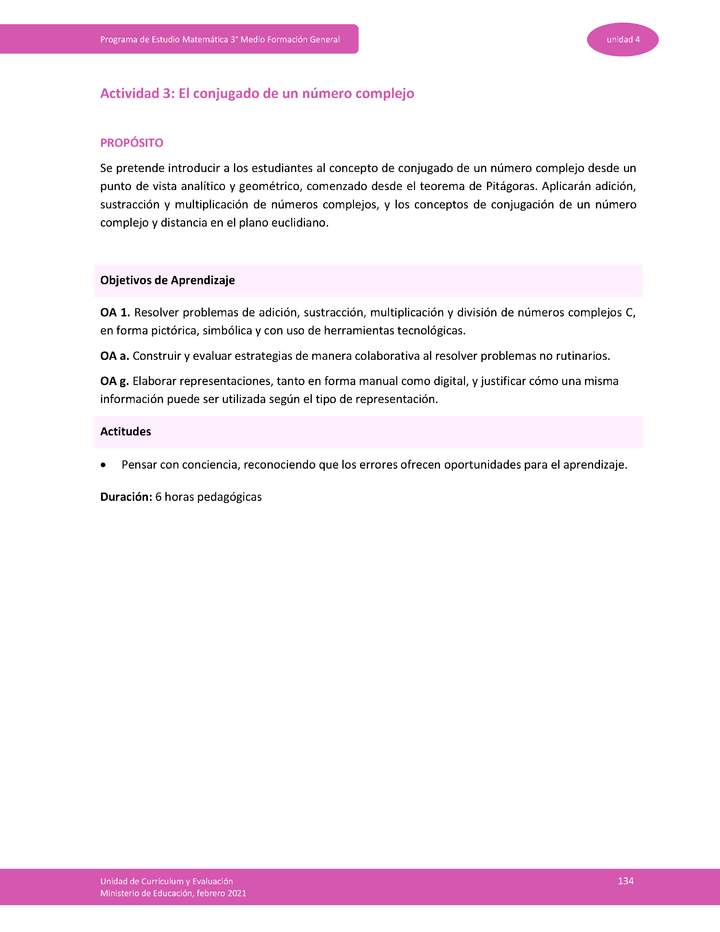 Actividad 3: El conjugado de un número complejo Imagen portada