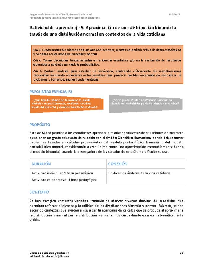 Actividad de aprendizaje 5: Aproximación de una distribución binomial a través de una distribución normal en contextos de la vida cotidiana Imagen portada