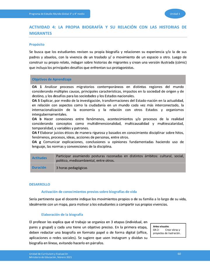 Actividad 4: La propia biografía y su relación con las historias de migrantes Imagen portada