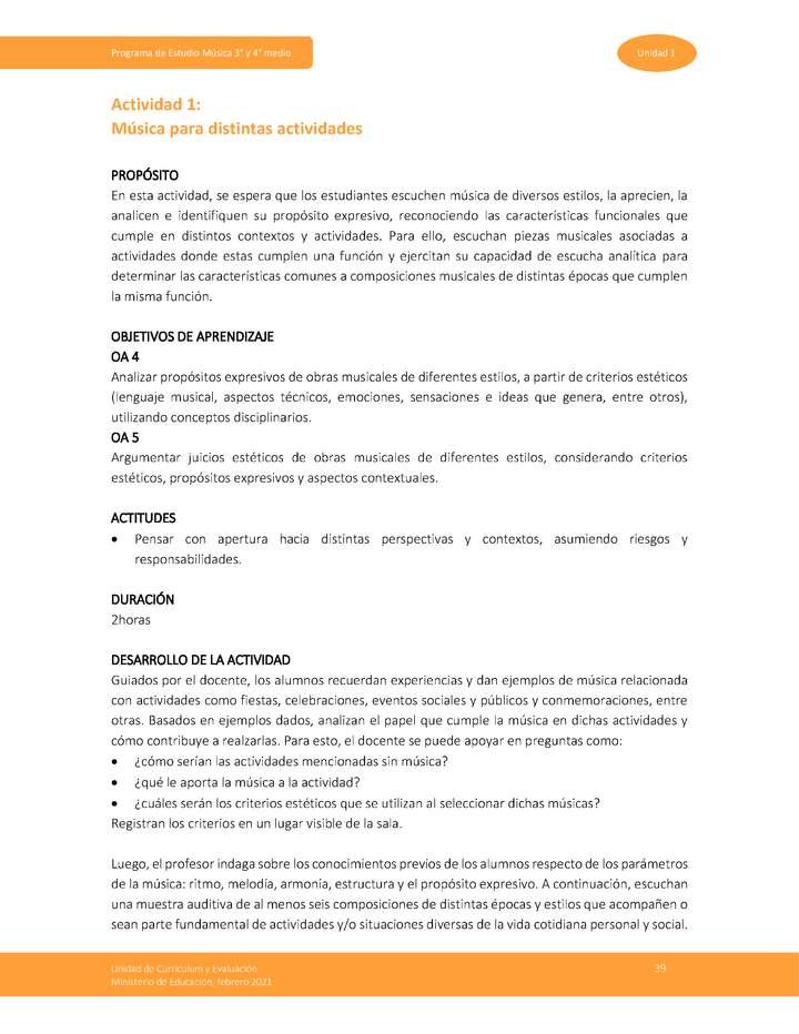 Actividad 1: Música para distintas actividades Imagen portada