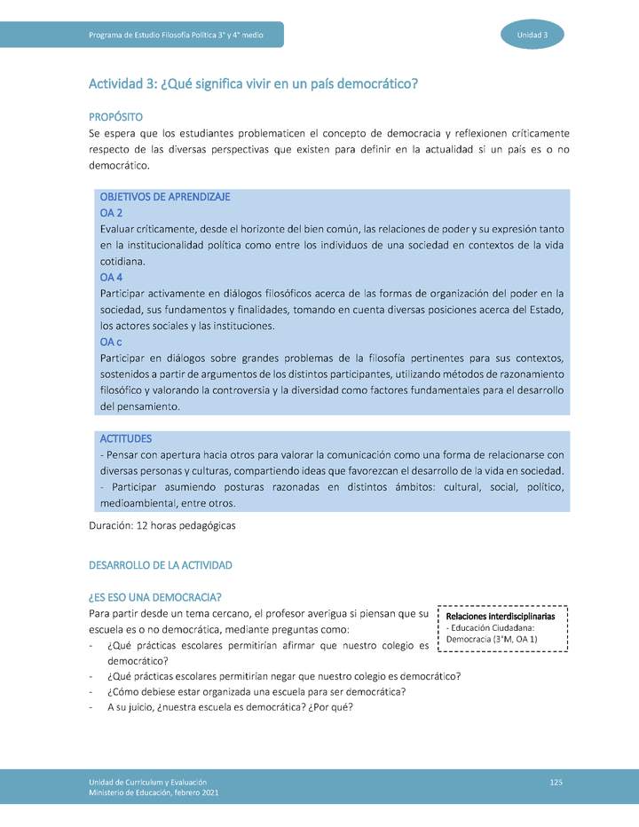 Actividad 3: ¿Qué significa vivir en un país democrático? Imagen portada