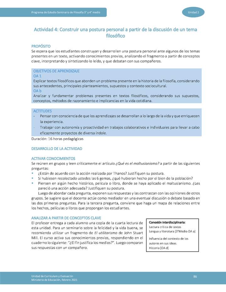 Actividad 4: Construir una postura personal a partir de la discusión de un tema filosófico Imagen portada