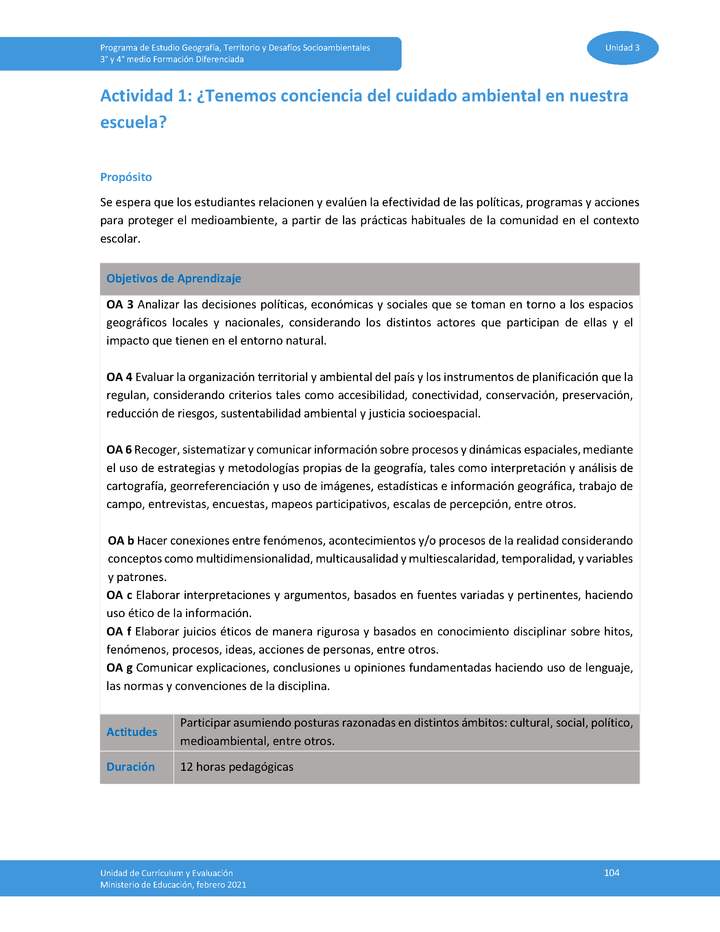 Actividad 1: ¿Tenemos conciencia del cuidado ambiental en nuestra escuela? Imagen portada