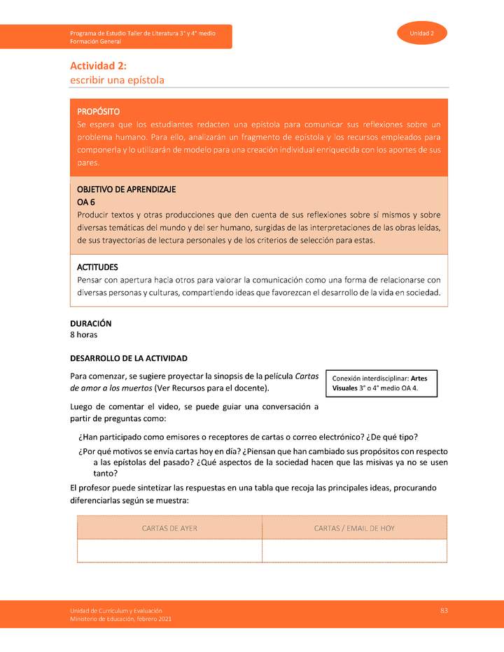 Actividad 2: Escribir una epístola Imagen portada
