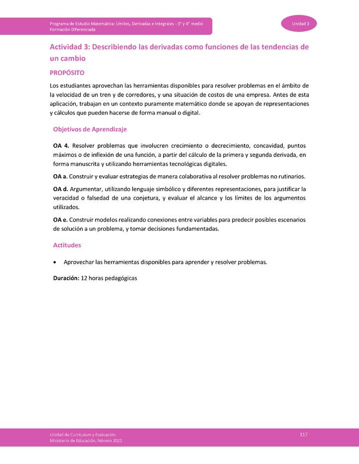 Actividad 3: Describiendo las derivadas como funciones de las tendencias de un cambio Imagen portada