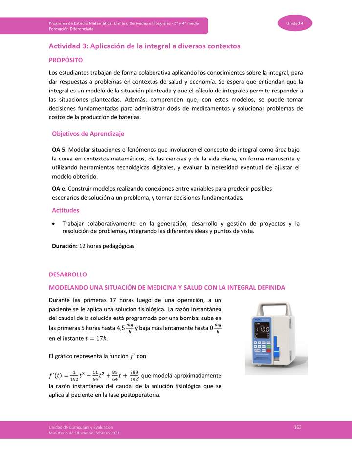 Actividad 3: Aplicación de la integral a diversos contextos Imagen portada