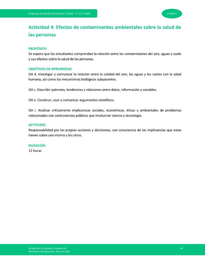 Actividad 4: Efectos de contaminantes ambientales sobre la salud de las personas. Imagen portada