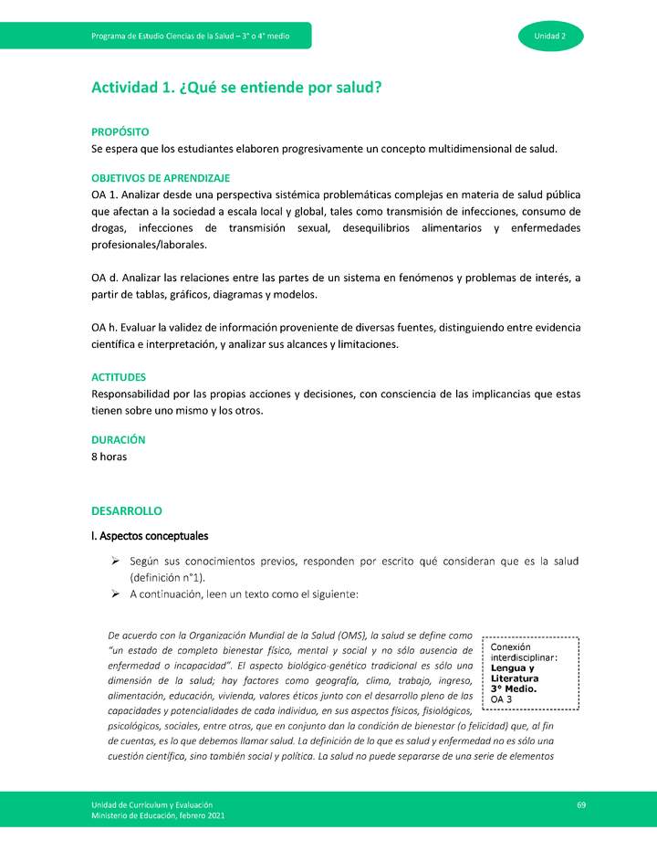 Actividad 1: ¿Qué se entiende por salud? Imagen portada