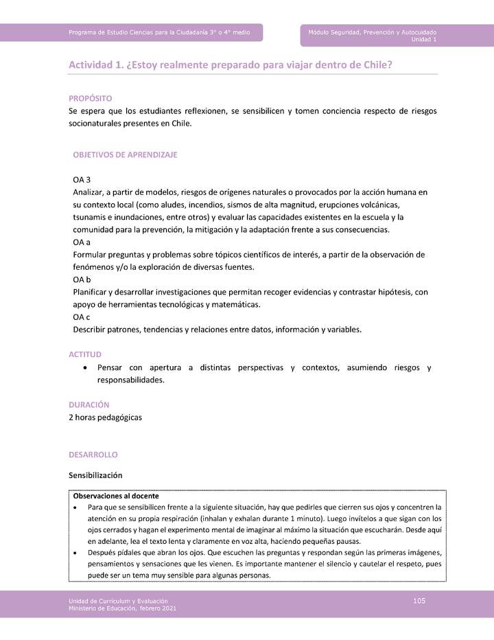 Actividad 1: ¿Estoy realmente preparado para viajar dentro de Chile? Imagen portada