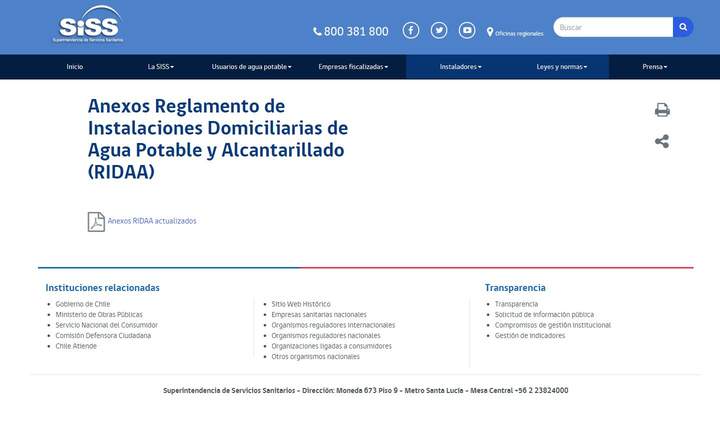 Anexos Reglamento de instalaciones domiciliarias de agua potable y alcantarillado (RIDAA) Imagen portada