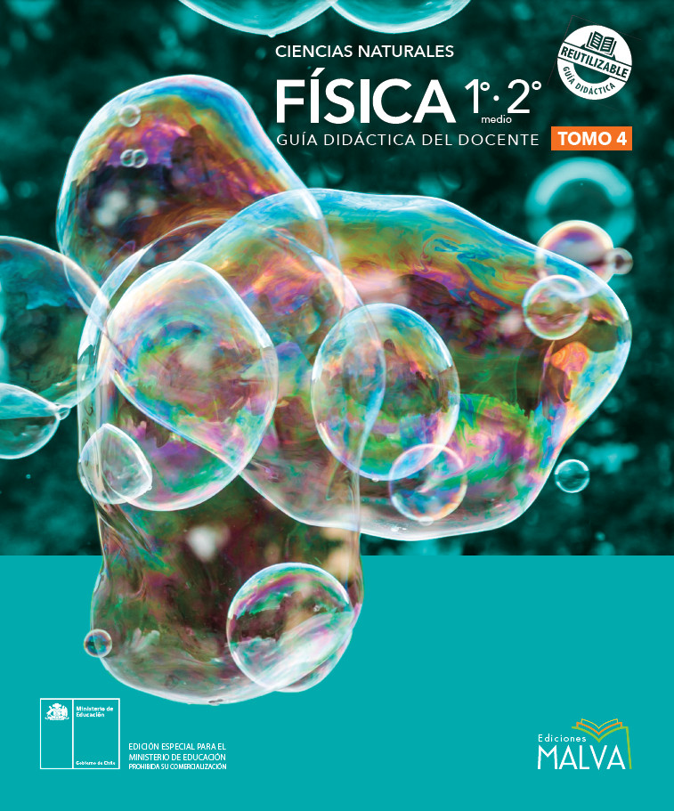 Física 1º y 2° Medio, Ediciones Malva, Guía didáctica del docente Tomo 4 Imagen portada
