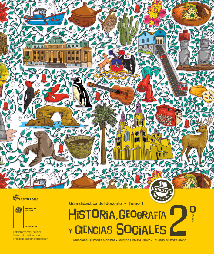 Historia, Geografía y Ciencias Sociales 2° Básico, Santillana, Guía didáctica del docente Tomo 1 Imagen portada