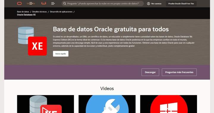 Oracle Database XE Imagen portada