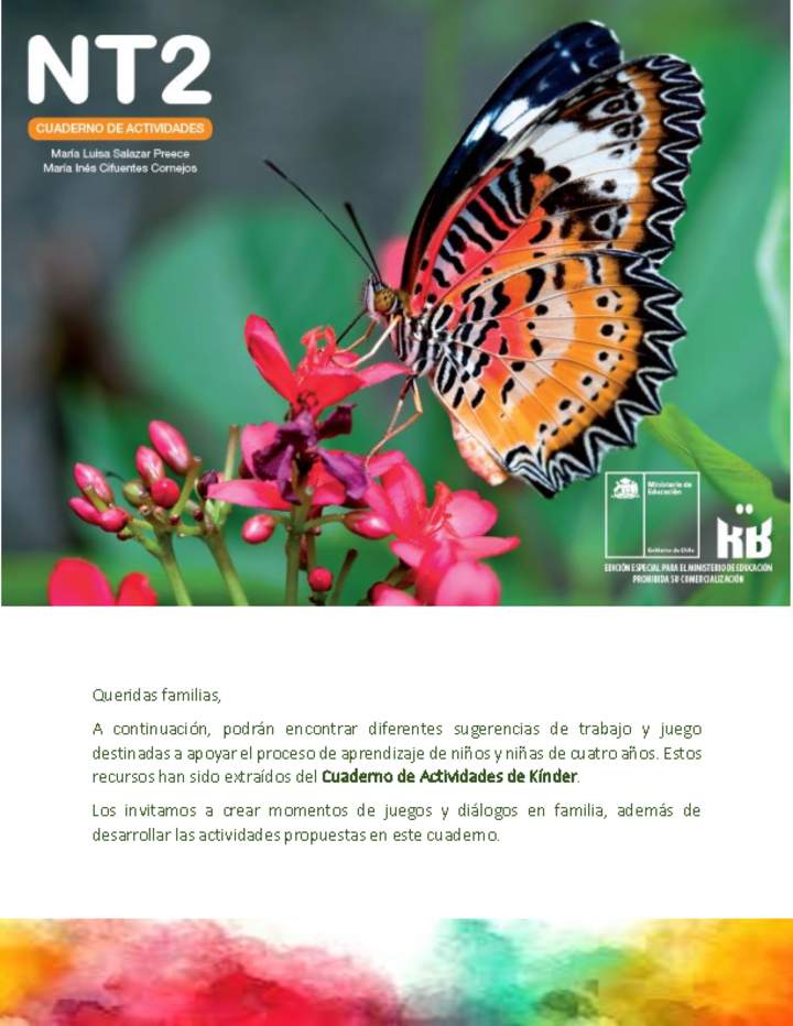 Texto escolar NT2 o Kínder - Orientaciones para padres semana 1 Imagen portada