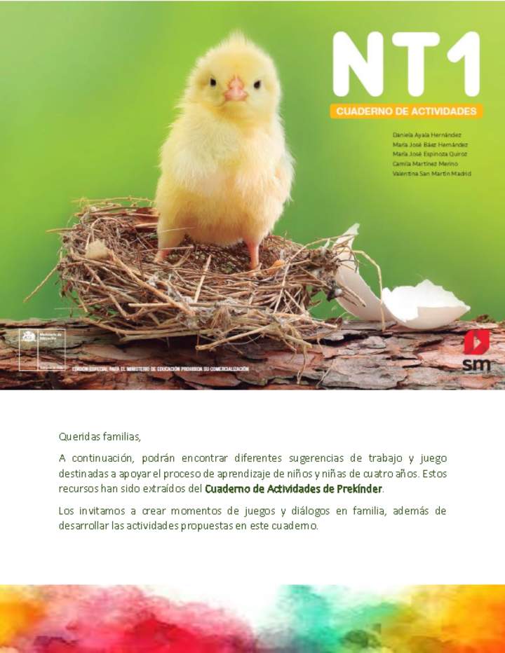 Texto escolar NT1 o Prekínder - Orientaciones para padres semana 1 Imagen portada