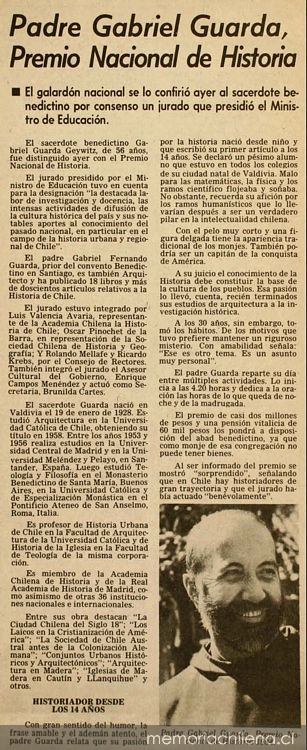 Gabriel Guarda Geywitz (1928-2020) Imagen portada