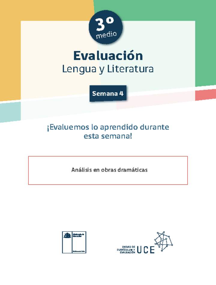 Evaluación 3° medio Lenguaje Unidad 1 Semana 4 Imagen portada
