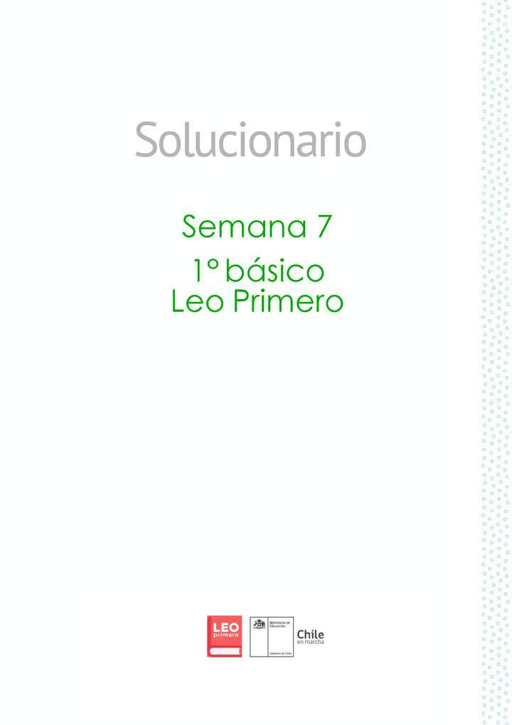 Solucionario Lengua y Comunicación 1° básico Unidad 1 Semana 7 Imagen portada