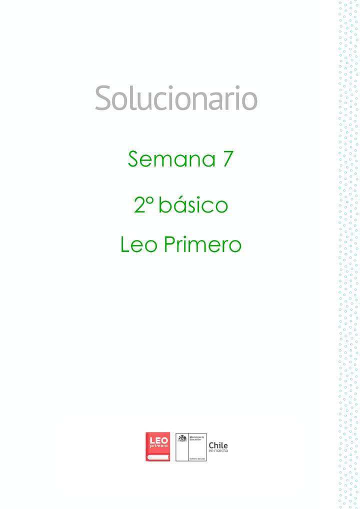Solucionario Lenguaje y comunicación 2° básico Unidad 1 Semana 7 Imagen portada
