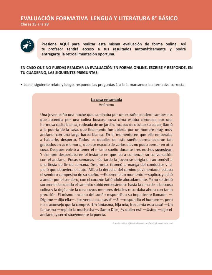 Evaluación Lengua y Literatura 8° básico Unidad 1 Semana 7 Imagen portada