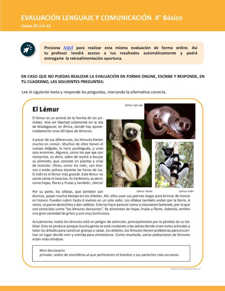 Evaluación Lengua y Comunicación 4° básico Unidad 2 Semana 8 Imagen portada