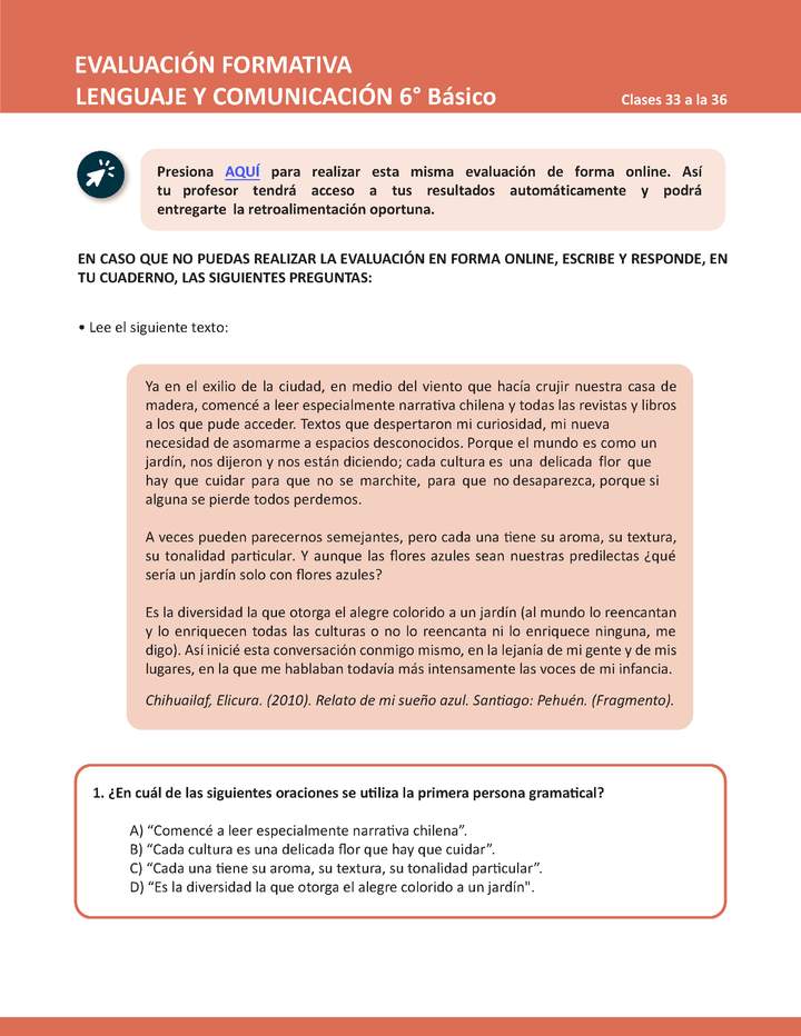 Lenguaje y comunicación 6° básico Unidad 2 Evaluación semana 9 Imagen portada