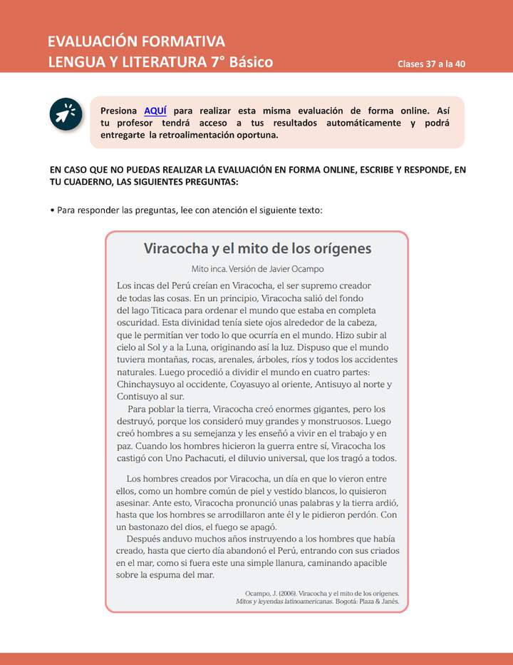Evaluación Lenguaje y comunicación 7° básico Unidad 2 Semana 10 Imagen portada
