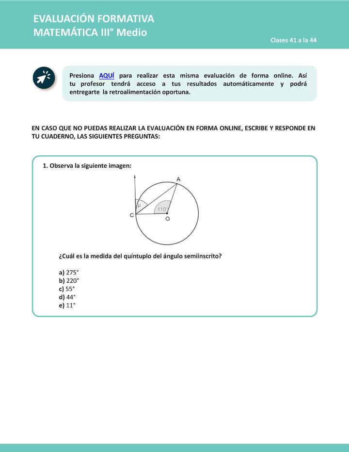 Evaluación Matemática 3° medio Unidad 2: Imagen portada