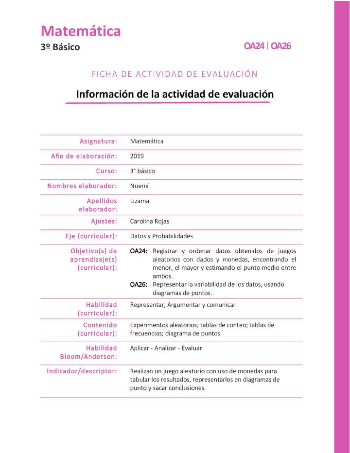 Evaluación formativa: El azar con monedas y dados Imagen portada
