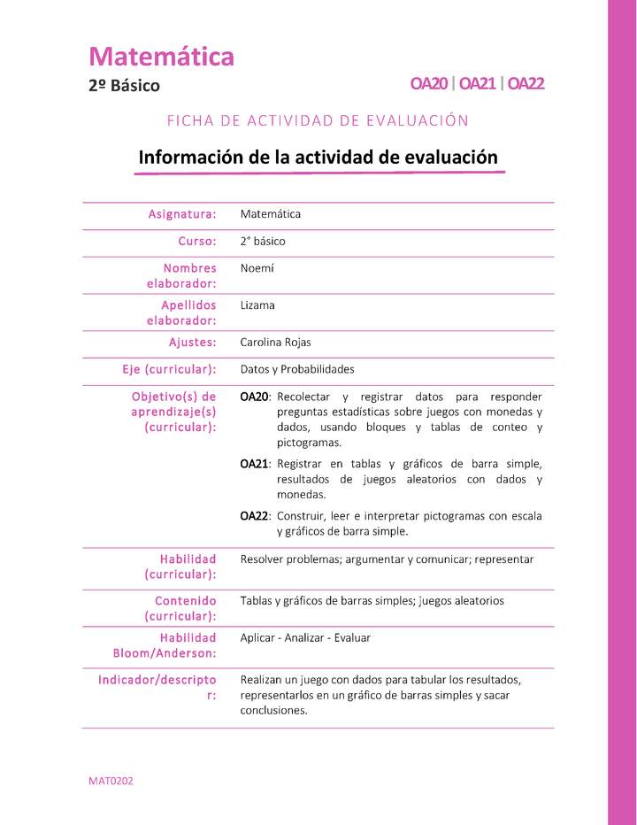 Evaluación formativa: Juguemos con dados Imagen portada