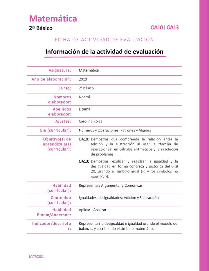 Evaluación formativa: Balanzas Imagen portada