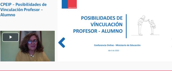 Webinar: “Posibilidades de Vinculación Profesor – Alumno” Expositor: Mónica Larraín - Psicóloga clínica y educacional UC Imagen portada