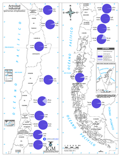 Mapa actividad industrial Chile color Imagen portada