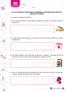 Resolución de problemas de adición y sustracción con números de 3 dígitos Imagen portada