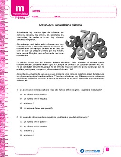 Los números enteros Imagen portada
