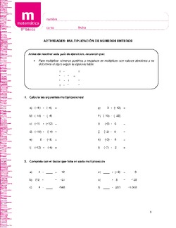 Multiplicación de números enteros Imagen portada