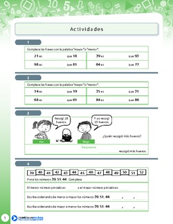 Actividades comparar y ordenar cifras Imagen portada