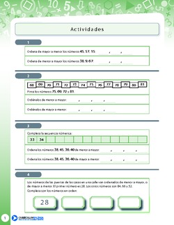 Actividades ordenar cifras Imagen portada