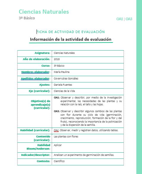 Evaluación formativa: Nuestras plantas Imagen portada